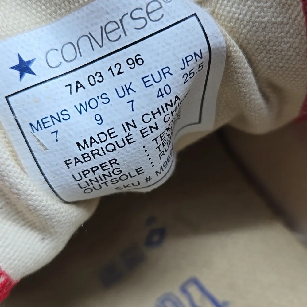 Converse Red and White Sneakers 9W 7M - Picture 5 of 12